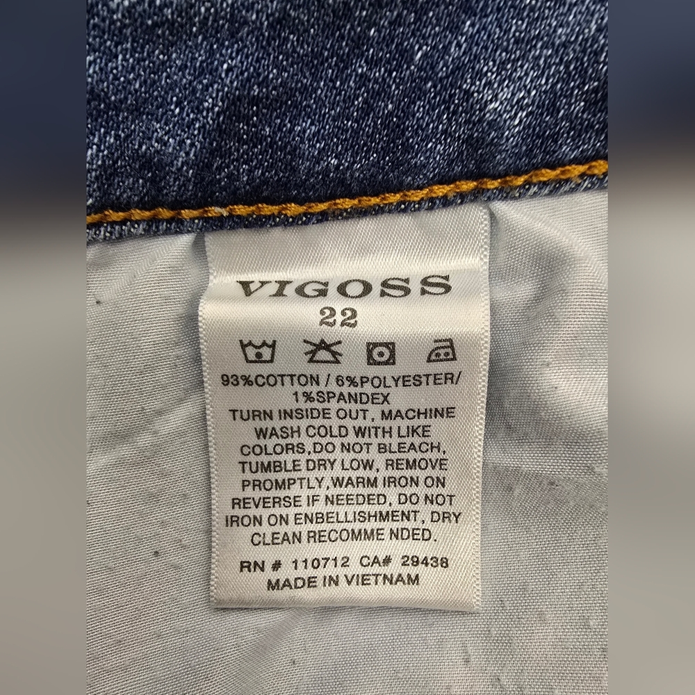 Vigoss Jagger Shorts Blue Denim Frayed Hem High-Rise Women's Plus Size 22 - Picture 7 of 7